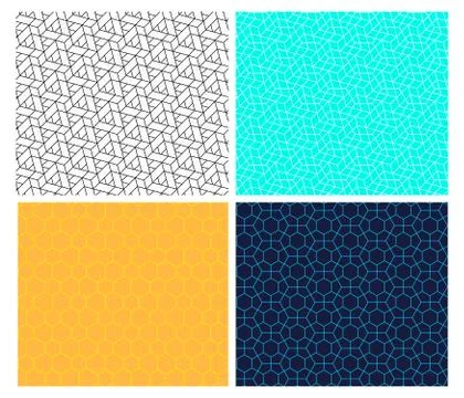 Seamless geometric hexagon line pattern, vector Stock Illustration