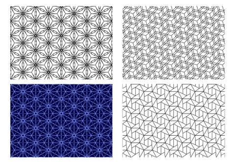 Seamless geometric hexagon line pattern, vector Stock Illustration