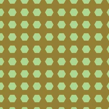 Seamless Geometric Hexagon Pattern with Mint Green Polygons on a Mustard Ol.. Illustrazione stock