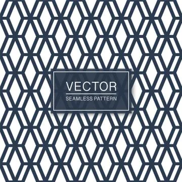 Seamless geometric hexagonal grid pattern - stylish blue and white symmetric 스톡 일러스트