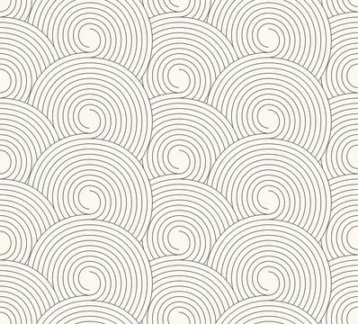 Seamless geometric Japanese pattern with curved round lines - minimal abstrac イラスト素材