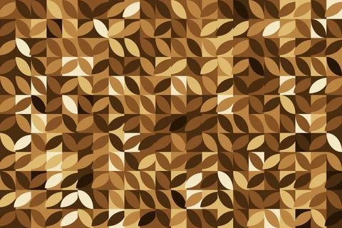 Seamless Geometric Leaf Pattern in Earthy Brown Tones Stock Illustration