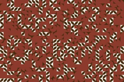 Seamless Geometric Leaf Pattern in Red and Brown Tones Stock Illustration