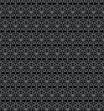 Seamless geometric line pattern featuring interlocking circular motifs Stock Illustration