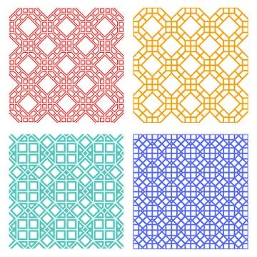 Seamless geometric line pattern in Korean style Stock Illustration