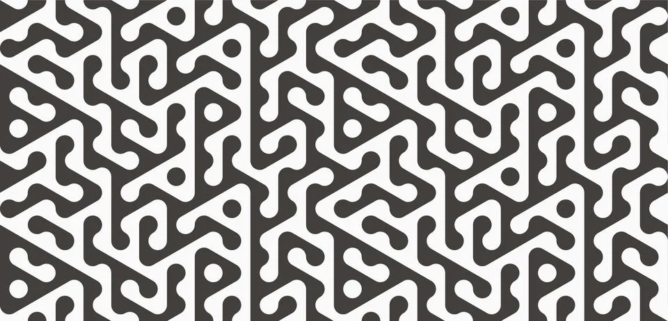 Seamless geometric maze pattern. Abstract black and white monochrome ornament Stock Illustration