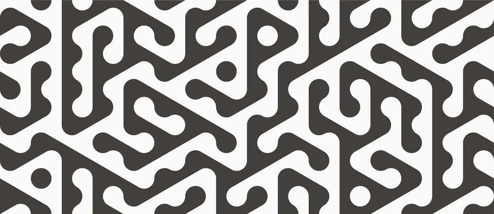 Seamless geometric maze pattern. Abstract black and white monochrome ornament イラスト素材