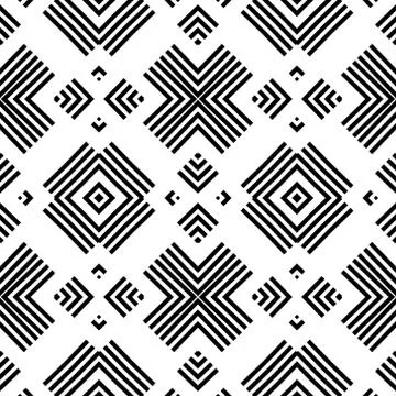 Seamless geometric monochrome striped pattern Stock Illustration