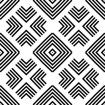 Seamless geometric monochrome striped pattern Stock Illustration