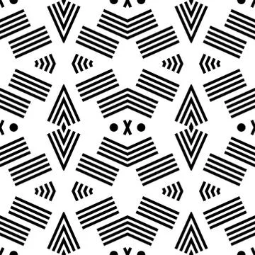 Seamless geometric monochrome striped pattern Stock Illustration