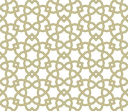 Seamless geometric ornament based on traditional arabic art.Brown color lines Stock Illustration