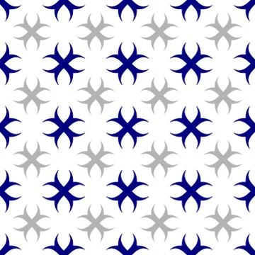 Seamless geometric ornamental pattern. Abstract background in blue and grey s Stock Illustration