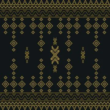 Seamless geometric ornamental pattern with dots gold color. Stock Illustration