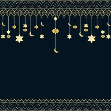 Seamless geometric ornamental pattern with dots gold color. Stock Illustration