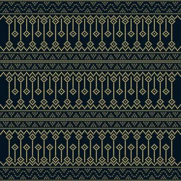 Seamless geometric ornamental pattern with dots gold color. Stock Illustration