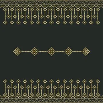 Seamless geometric ornamental pattern with dots gold color. Stock Illustration