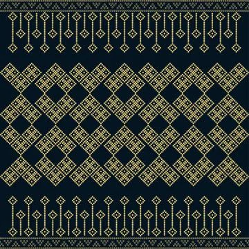 Seamless geometric ornamental pattern with dots gold color Stock Illustration