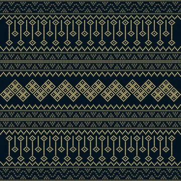 Seamless geometric ornamental pattern with dots gold color Stock Illustration