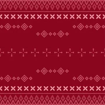 Seamless geometric ornamental pattern on red background. Abstract back Stock Illustration