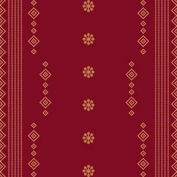 Seamless geometric ornamental pattern on red background. Abstract back Stock Illustration