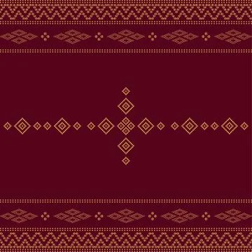 Seamless geometric ornamental pattern on red background. Stock Illustration