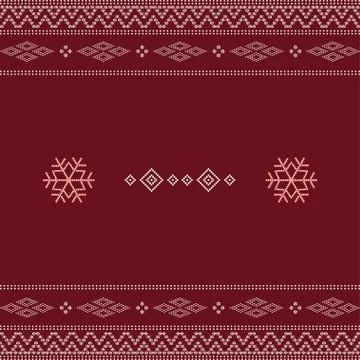 Seamless geometric ornamental pattern on red background. Stock Illustration