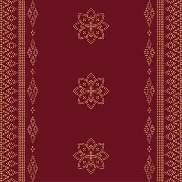 Seamless geometric ornamental pattern on red background Stock Illustration