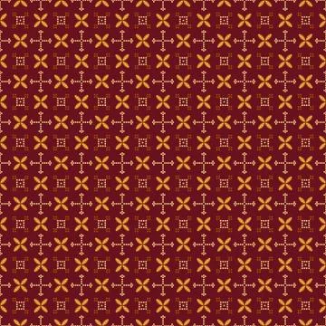 Seamless geometric ornamental pattern on red background. Stock Illustration