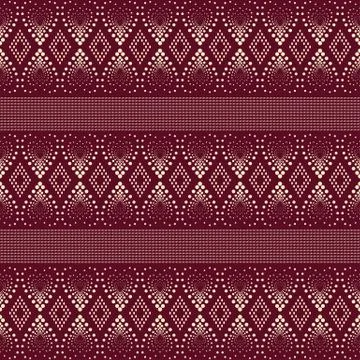 Seamless geometric ornamental pattern on red background. Stock Illustration