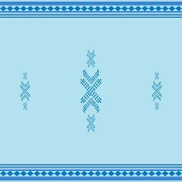 Seamless geometric ornamental pattern with soft blue background. Stock Illustration