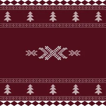 Seamless geometric ornamental vector pattern on red background. Abstract back Stock Illustration