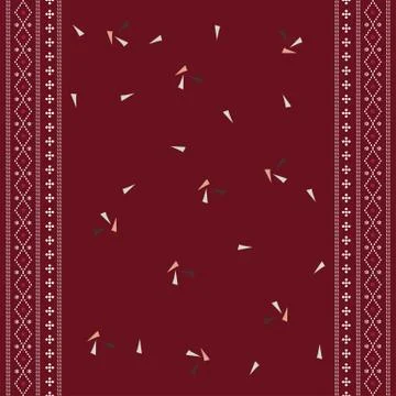 Seamless geometric ornamental vector pattern on red background. Abstract back Stock Illustration