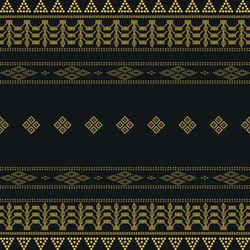 Seamless geometric ornamental vector pattern with dots gold color Stock Illustration