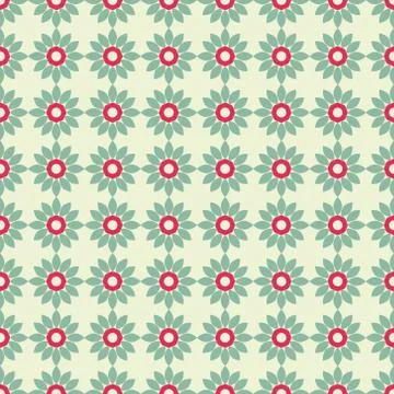 Seamless geometric pattern of abstract flowers Stock Illustration