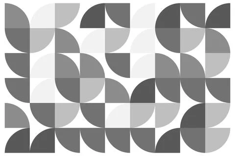 Seamless geometric pattern with abstract half circles in grayscale on white Illustrazione stock