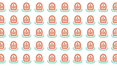 Seamless geometric pattern with abstract red and teal minimalist motifs on .. イラスト素材