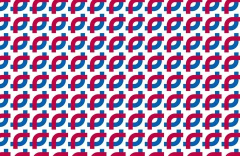 Seamless Geometric Pattern Background With Blue and Magenta Retro Tile Moti.. Stock Illustration