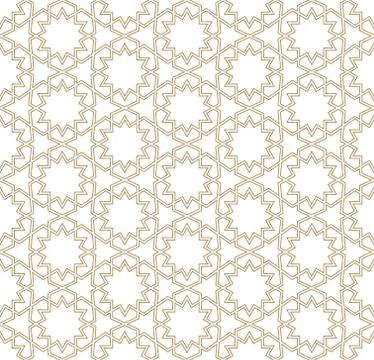 Seamless geometric pattern based on arabic ornament.Brown color. Stock Illustration