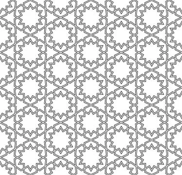 Seamless geometric pattern based on arabic ornament.Black and white.Vector il Stock Illustration