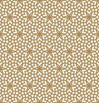 Seamless geometric pattern based on arabic ornament in brown color. Stock Illustration