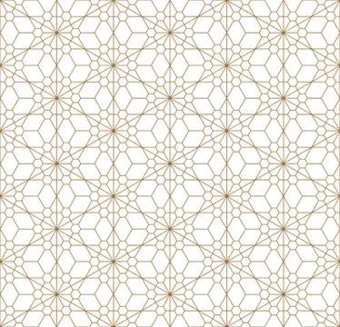 Seamless geometric pattern based on japanese ornament kumiko . Stock Illustration