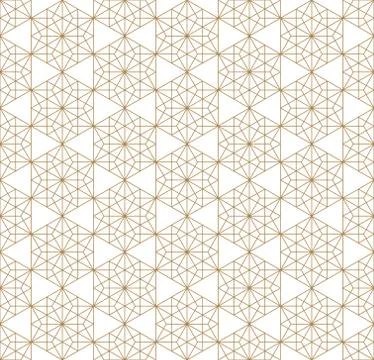 Seamless geometric pattern based on japanese ornament kumiko. Stock Illustration