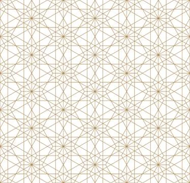 Seamless geometric pattern based on japanese ornament kumiko. Stock Illustration