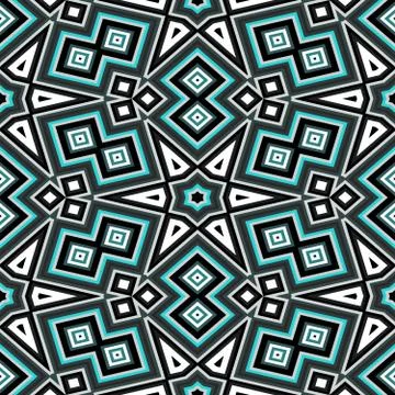 Seamless geometric pattern in black and turquoise Illustrazione stock