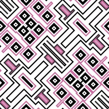 Seamless geometric pattern in black and pink Stock Illustration