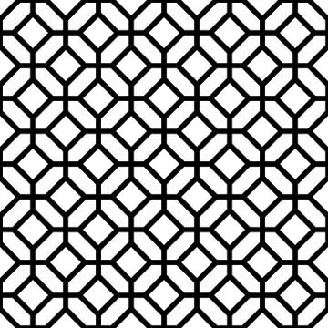 Seamless geometric pattern in black and white .Japanese style Kumiko. Stock Illustration