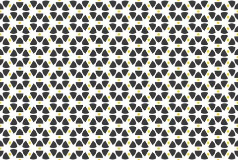 Seamless geometric pattern. In black and yellow colors, white background. Stock Illustration