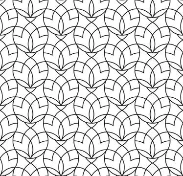 Seamless geometric pattern in black and white.Based on arabic art. Stock Illustration