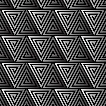Seamless geometric pattern with black and white triangles. Vector illustration. Stock Illustration