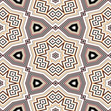 Seamless geometric pattern in black, orange and red Illustrazione stock